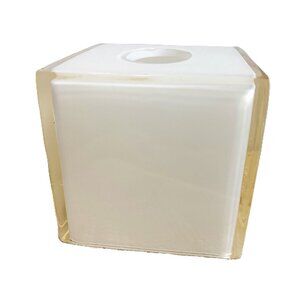 * Hotel Collection Square Cream  Acryllic Lucite Tissue Box 80’s – 90’s Vintage